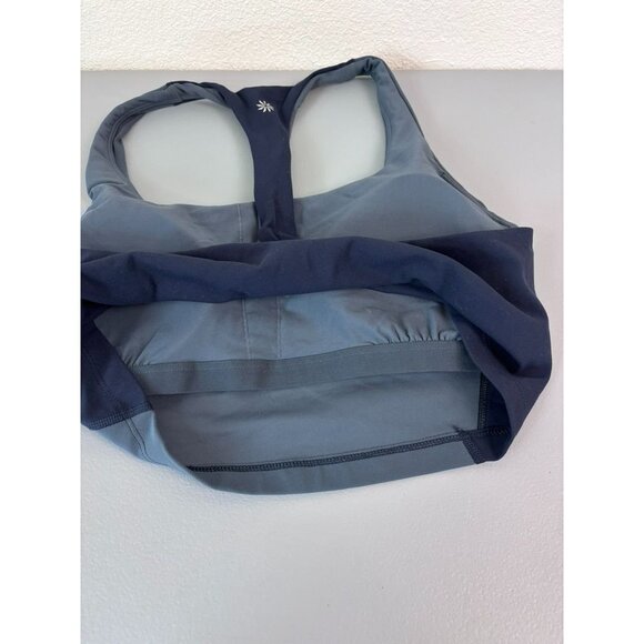 Athleta‎ women's medium blue grey transcend color block cropped sports bra - Picture 4 of 5